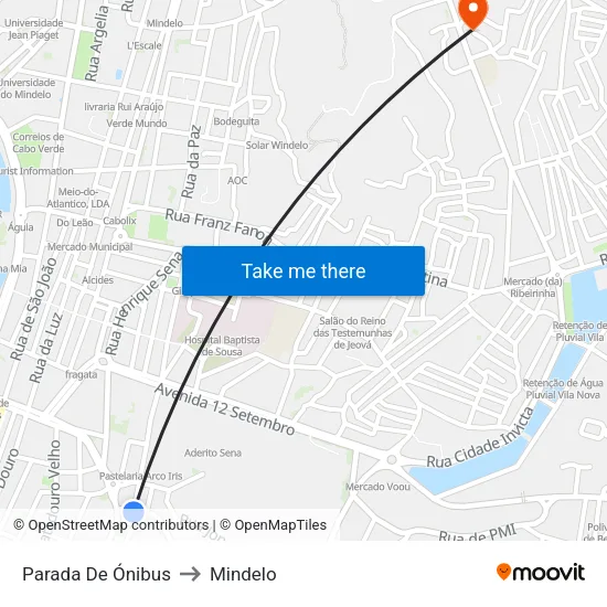 Parada De Ónibus to Mindelo map