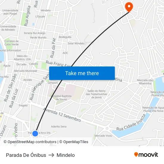 Parada De Ónibus to Mindelo map