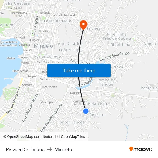 Parada De Ónibus to Mindelo map