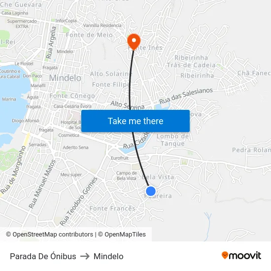 Parada De Ónibus to Mindelo map