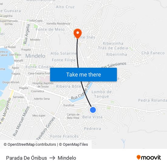 Parada De Ónibus to Mindelo map