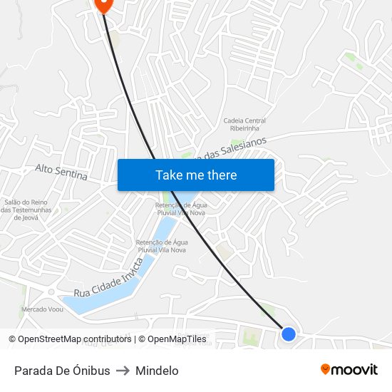 Parada De Ónibus to Mindelo map