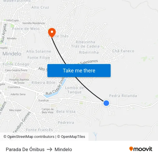 Parada De Ónibus to Mindelo map