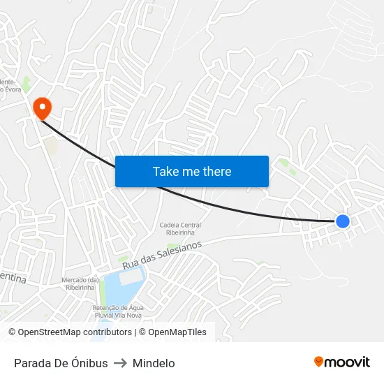 Parada De Ónibus to Mindelo map