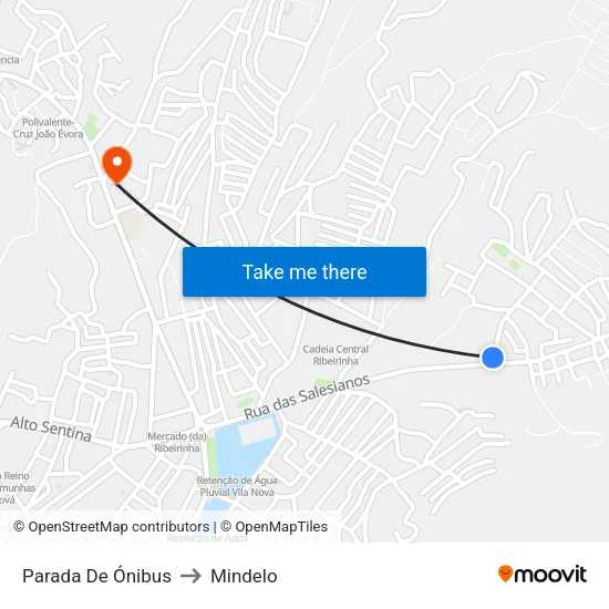 Parada De Ónibus to Mindelo map
