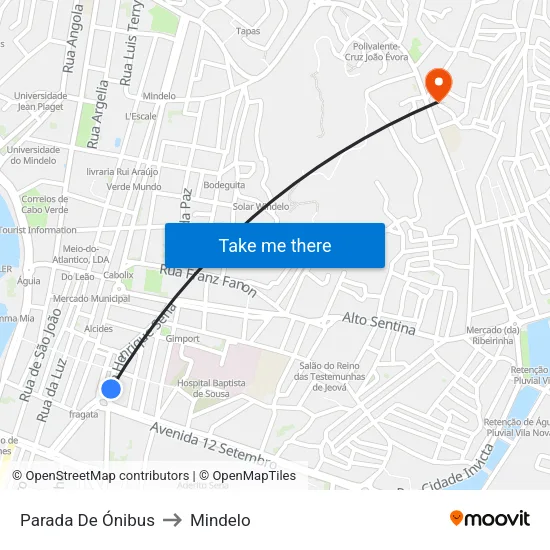 Parada De Ónibus to Mindelo map