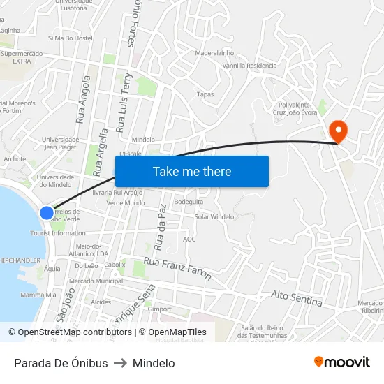 Parada De Ónibus to Mindelo map