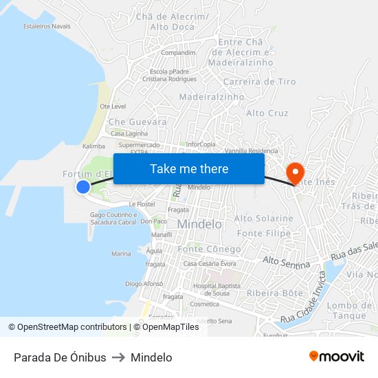 Parada De Ónibus to Mindelo map