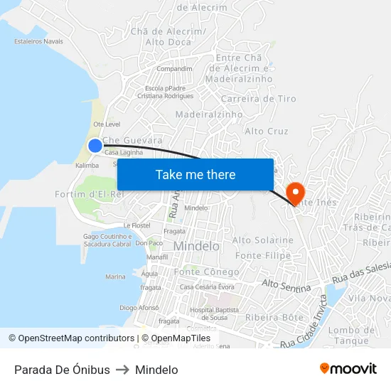 Parada De Ónibus to Mindelo map