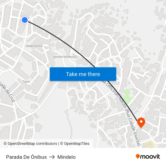 Parada De Ónibus to Mindelo map