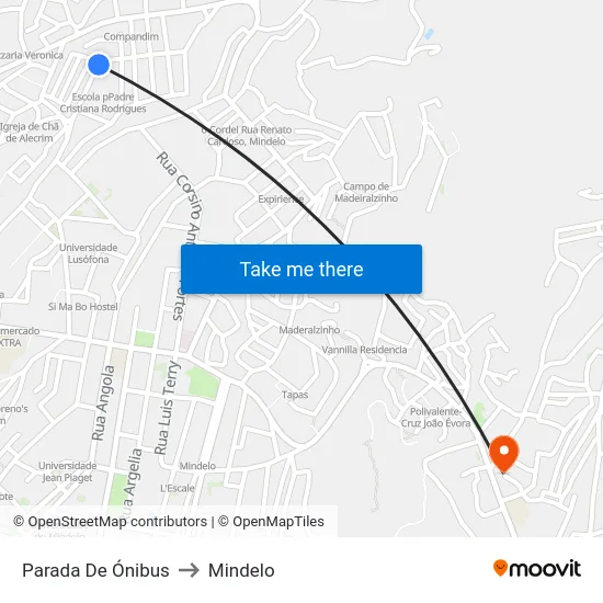 Parada De Ónibus to Mindelo map