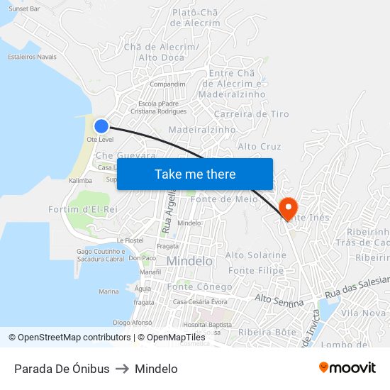 Parada De Ónibus to Mindelo map