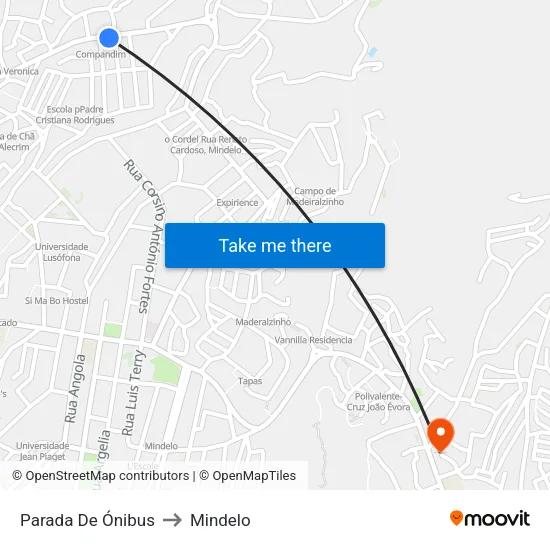 Parada De Ónibus to Mindelo map