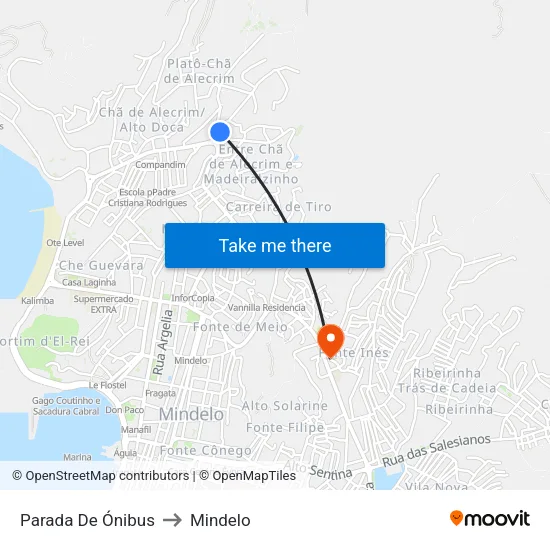 Parada De Ónibus to Mindelo map