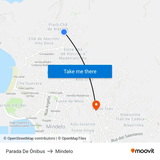 Parada De Ónibus to Mindelo map