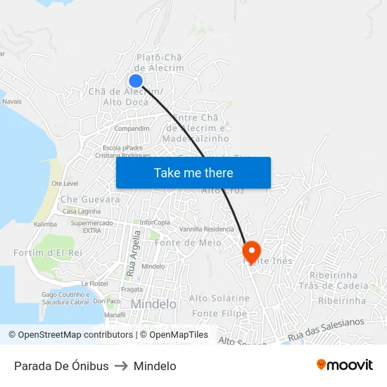 Parada De Ónibus to Mindelo map