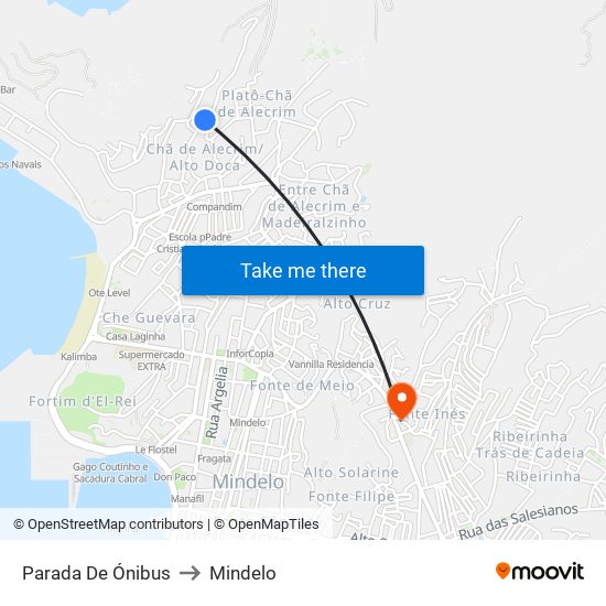 Parada De Ónibus to Mindelo map