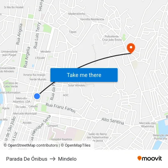 Parada De Ónibus to Mindelo map