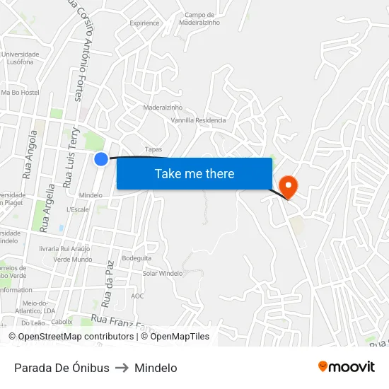 Parada De Ónibus to Mindelo map