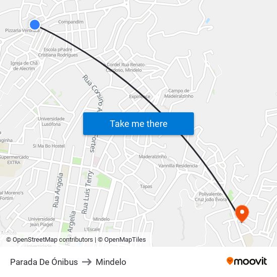 Parada De Ónibus to Mindelo map