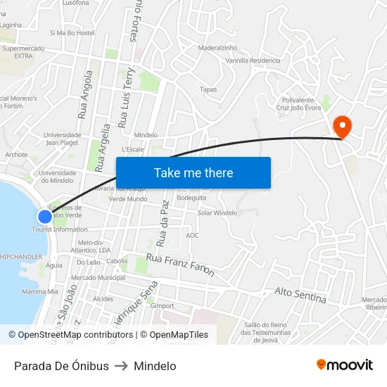 Parada De Ónibus to Mindelo map
