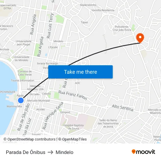 Parada De Ónibus to Mindelo map