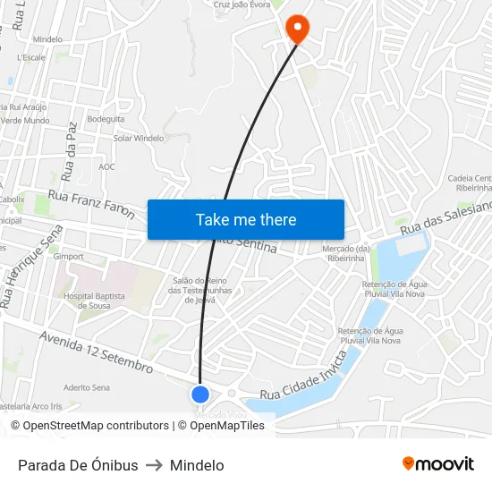 Parada De Ónibus to Mindelo map