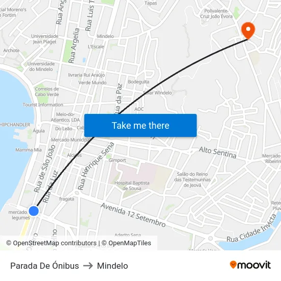Parada De Ónibus to Mindelo map