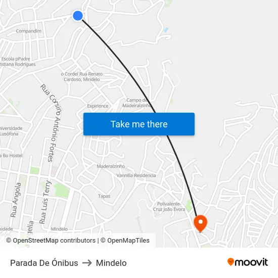 Parada De Ónibus to Mindelo map