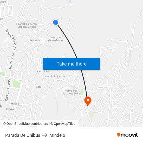 Parada De Ónibus to Mindelo map