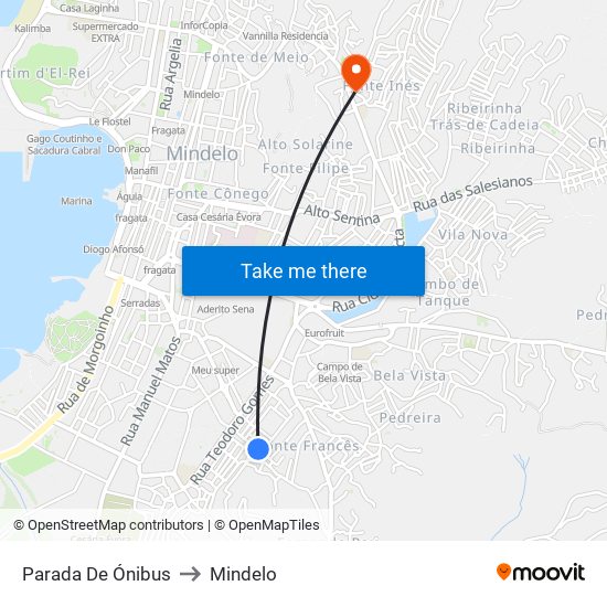 Parada De Ónibus to Mindelo map