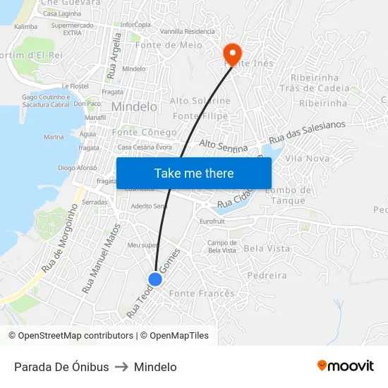 Parada De Ónibus to Mindelo map