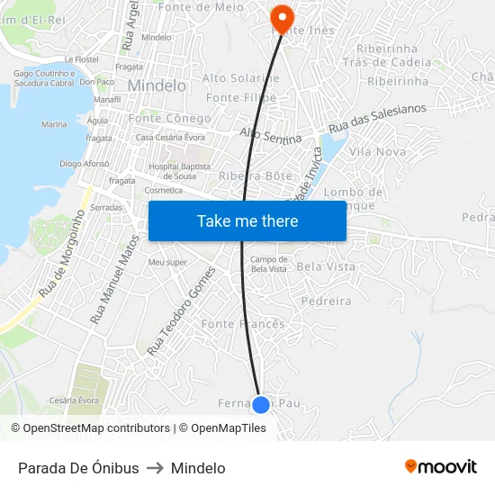 Parada De Ónibus to Mindelo map