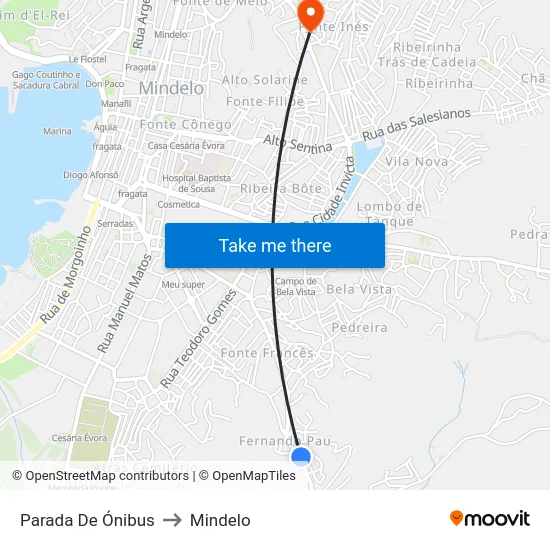 Parada De Ónibus to Mindelo map