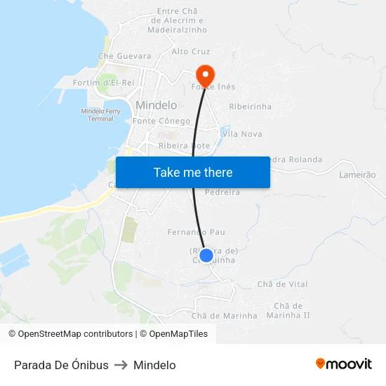 Parada De Ónibus to Mindelo map