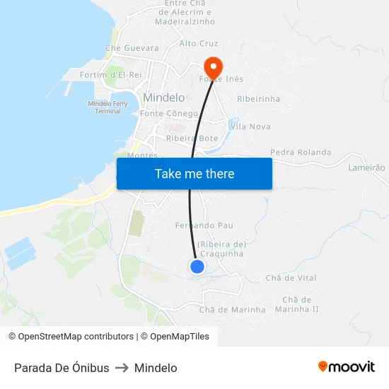 Parada De Ónibus to Mindelo map