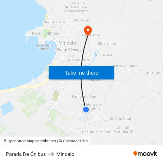 Parada De Ónibus to Mindelo map