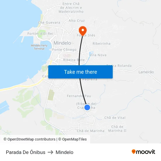 Parada De Ónibus to Mindelo map