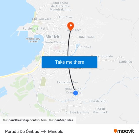 Parada De Ónibus to Mindelo map