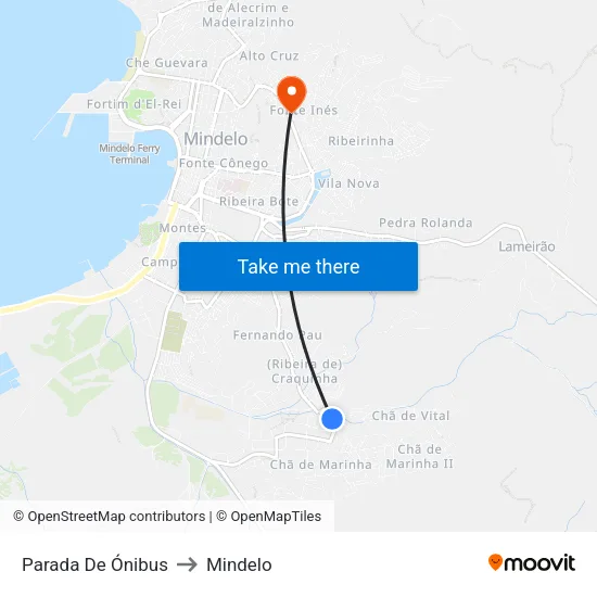 Parada De Ónibus to Mindelo map