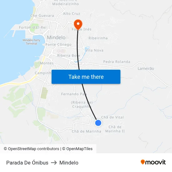 Parada De Ónibus to Mindelo map