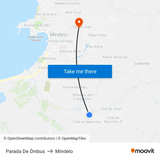 Parada De Ónibus to Mindelo map