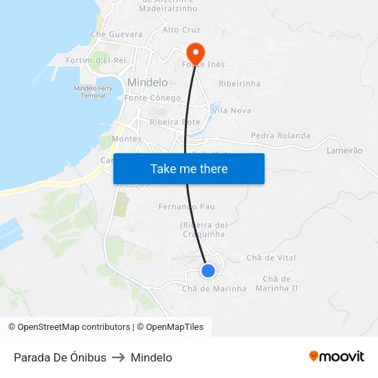 Parada De Ónibus to Mindelo map