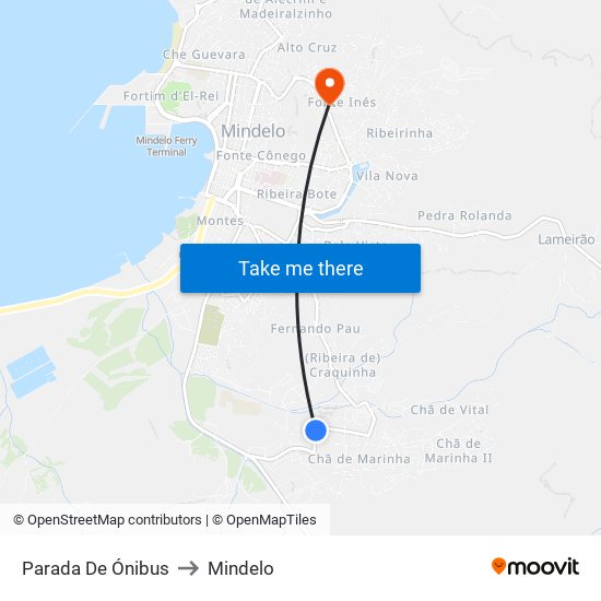 Parada De Ónibus to Mindelo map