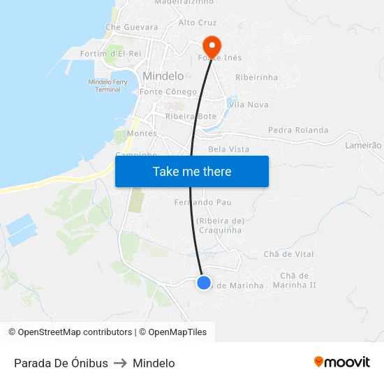 Parada De Ónibus to Mindelo map