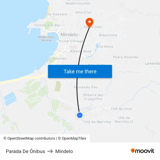 Parada De Ónibus to Mindelo map