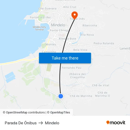 Parada De Ónibus to Mindelo map
