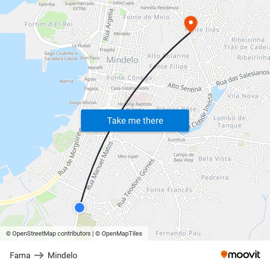 Fama to Mindelo map