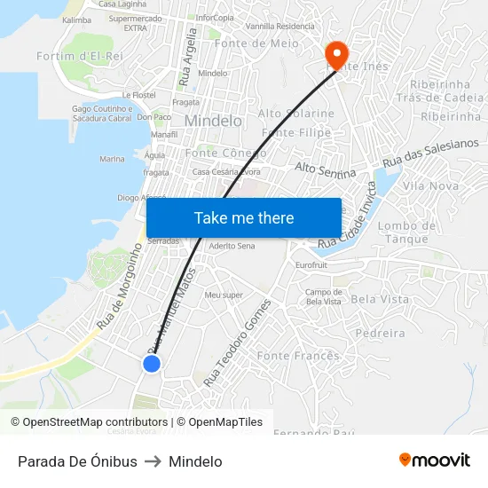 Parada De Ónibus to Mindelo map