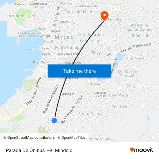 Parada De Ónibus to Mindelo map
